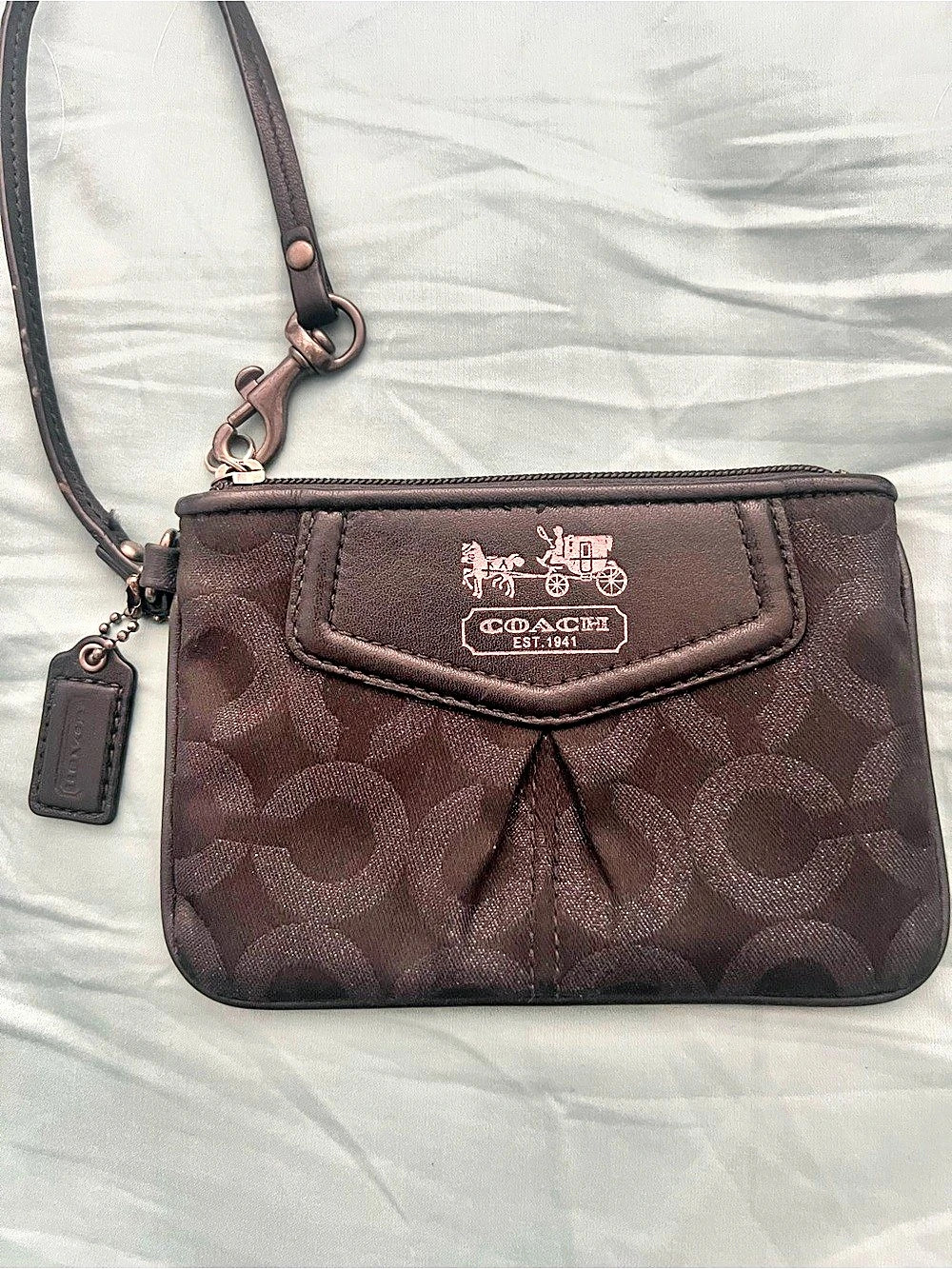 COACH Signature Glam Wristlet Black